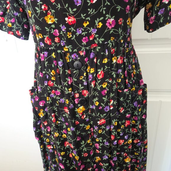 VTG Cottage core Floral Midi Dress - Picture 2 of 7